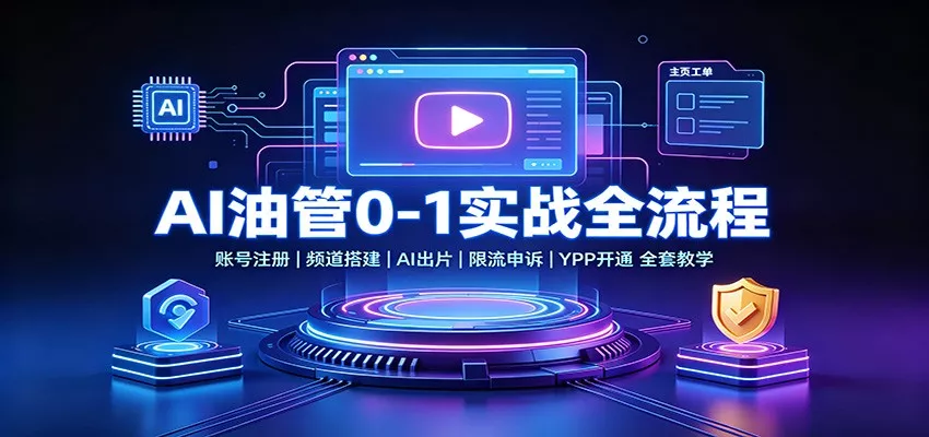 AI油管0-1实战：账号注册频道搭建，AI出片，限流申诉，YPP开通全套教学-2爱1学习资源网-伴学无忧