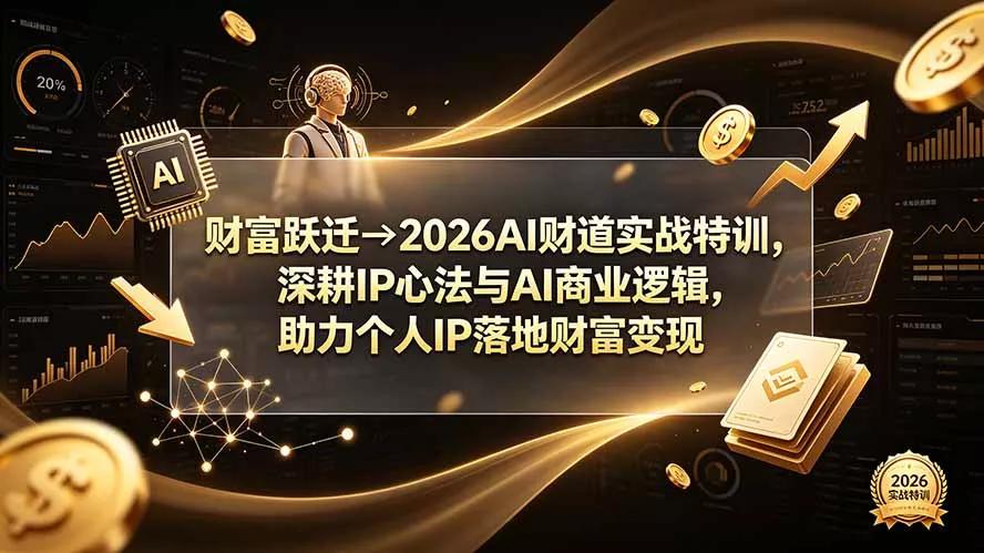 财富跃迁→2026AI财道实战特训，深耕IP心法与AI商业逻辑，助力个人IP落地财富变现-2爱1学习资源网-伴学无忧