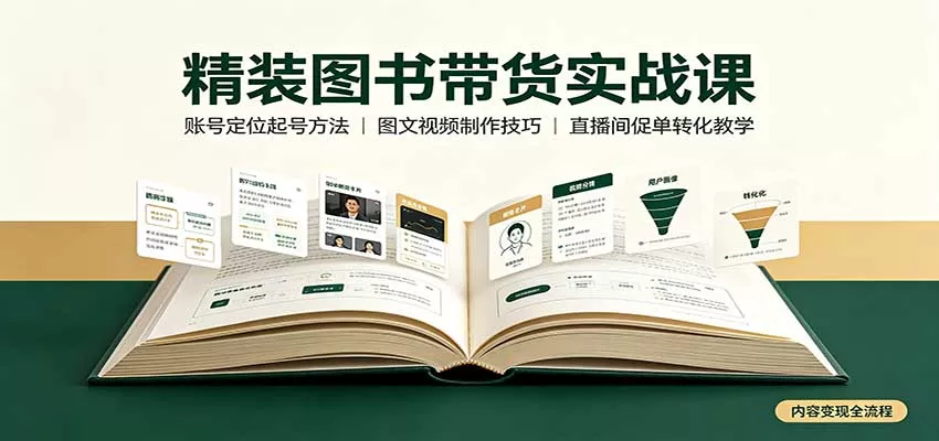 精装图书带货实战课：账号定位起号方法，图文视频制作，促单转化教学-2爱1学习资源网-伴学无忧
