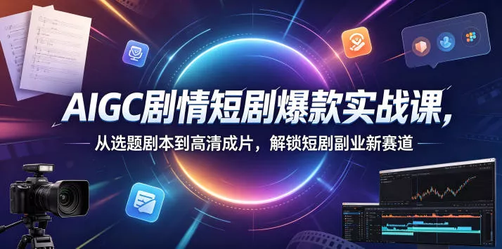 AIGC剧情短剧爆款实战课,从选题剧本到高清成片,解锁短剧副业新赛道(更新0906)-2爱1学习资源网-伴学无忧