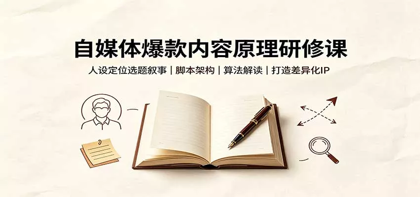 自媒体爆款内容原理研修课：人设定位选题叙事，脚本架构，算法解读打造差异化IP-2爱1学习资源网-伴学无忧