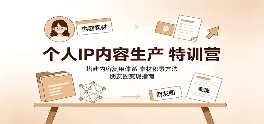 个人IP内容生产特训营：搭建内容复用体系，素材积累方法，朋友圈变现指南-2爱1学习资源网-伴学无忧
