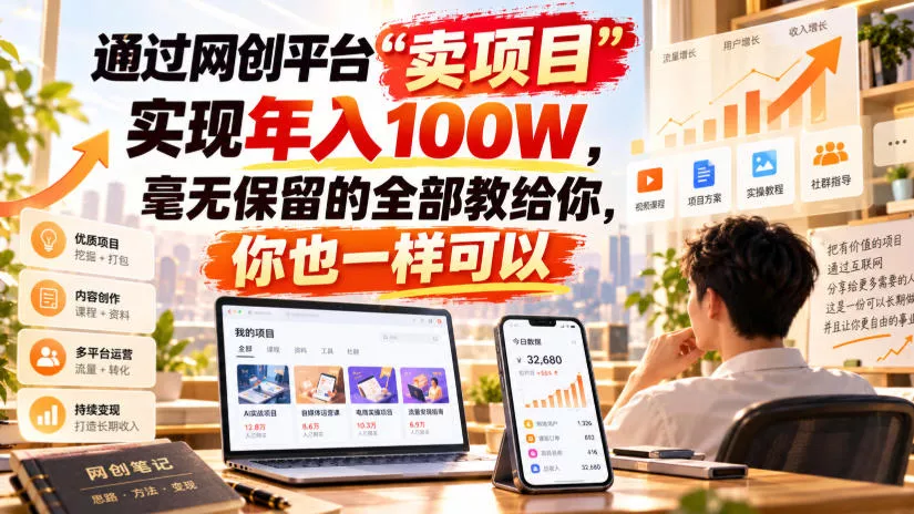 通过网创平台“卖项目”实现年入100W，毫无保留的全部教给你，你也一样可以！【揭秘】-2爱1学习资源网-伴学无忧