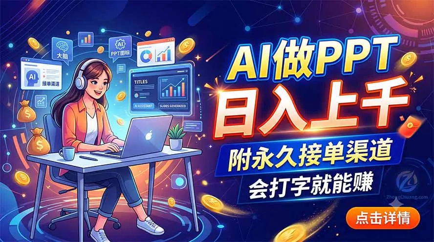 AI做PPT日入上千，附永久接单渠道，会打字就能赚-2爱1学习资源网-伴学无忧