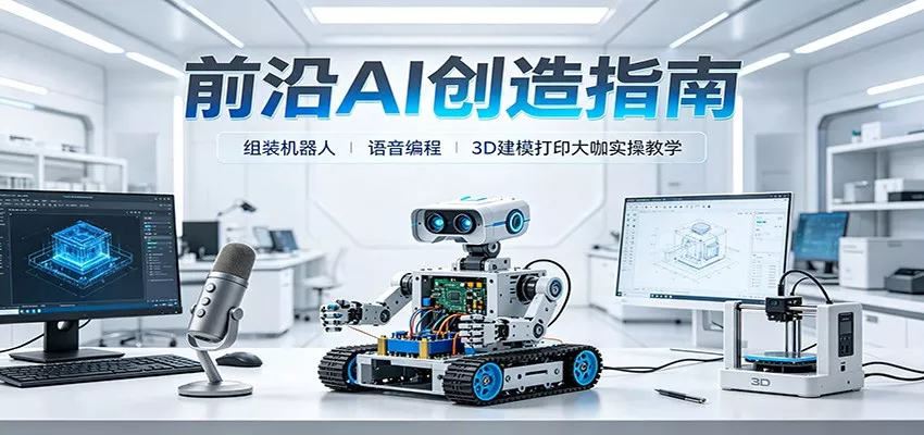 前沿AI创造指南：组装机器人、语音编程、3D建模打印大咖实操教学-2爱1学习资源网-伴学无忧