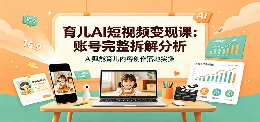 育儿AI短视频变现课：账号完整拆解分析，AI赋能育儿内容创作落地实操-2爱1学习资源网-伴学无忧
