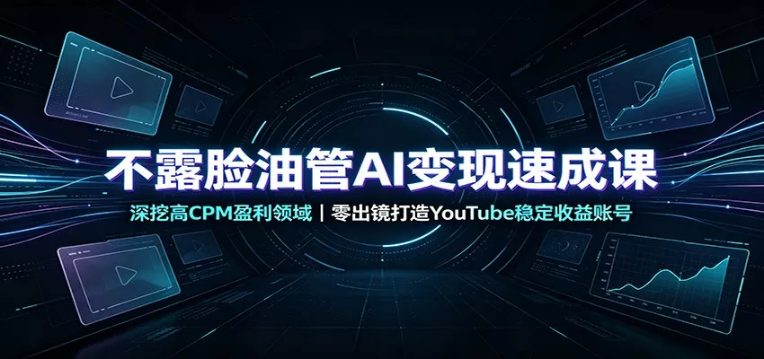 不露脸油管AI变现速成课：深挖高CPM盈利领域，零出镜打造YouTube稳定收益账号-2爱1学习资源网-伴学无忧