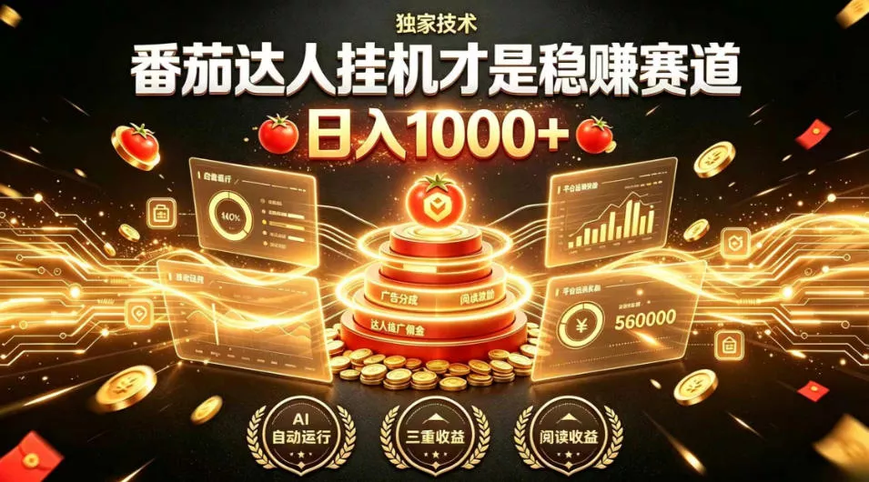 别再瞎找副业！番茄达人挂G才是稳賺赛道，日入1000+，全程傻瓜式操作，可矩阵放大【揭秘】-2爱1学习资源网-伴学无忧