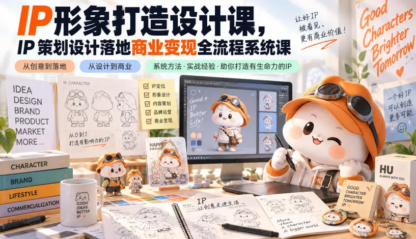 IP形象打造设计课，IP策划设计落地商业变现全流程系统课-2爱1学习资源网-伴学无忧