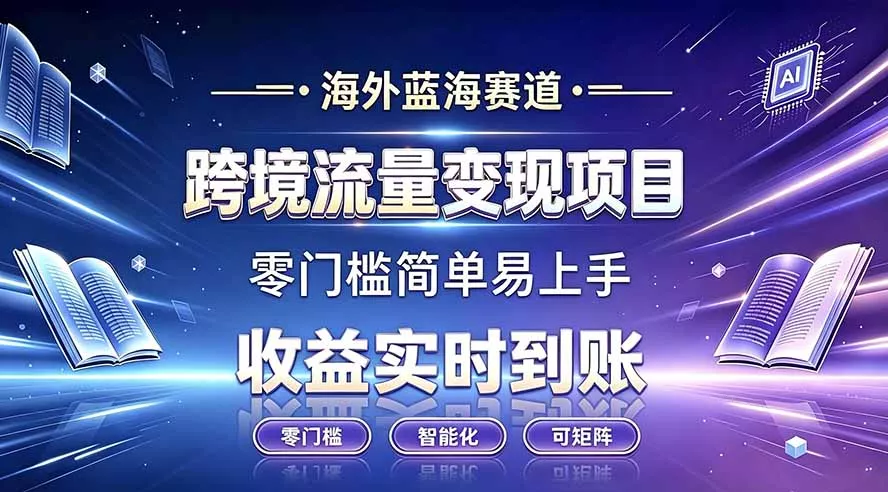 海外蓝海赛道 跨境流量变现项目 收益实时到账 零门槛简单易上手-2爱1学习资源网-伴学无忧