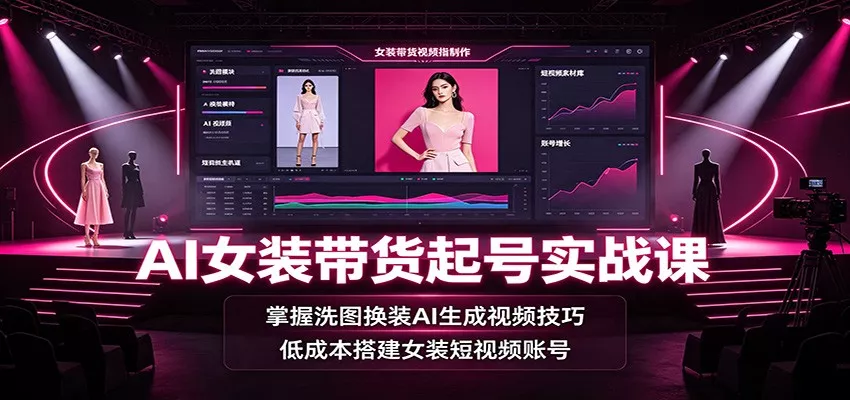 AI女装带货起号实战课：掌握洗图换装AI生成视频技巧，低成本搭建女装短视频账号-2爱1学习资源网-伴学无忧