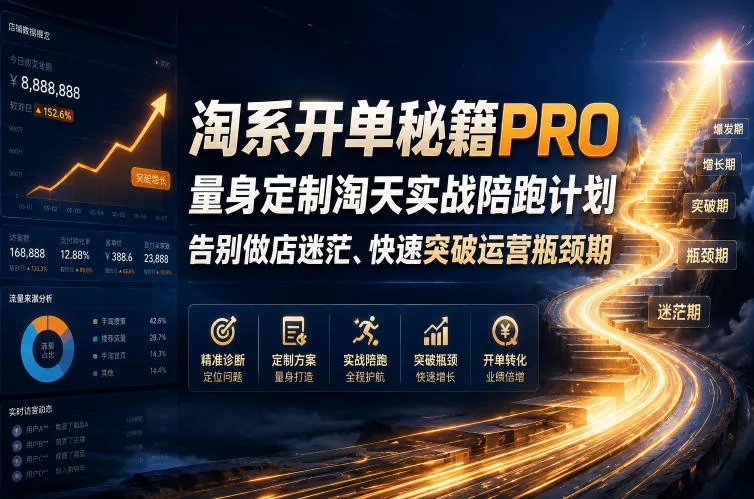 淘系开单秘籍PRO，量身定制淘天实战陪跑计划，告别做店迷茫、快速突破运营瓶颈期(更新260823)-2爱1学习资源网-伴学无忧