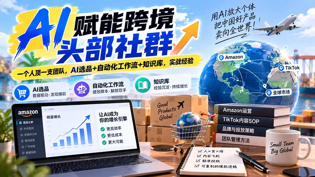 AI赋能跨境头部社群-更新9月：一个人顶一支团队，AI选品+自动化工作流+知识库，实战经验-2爱1学习资源网-伴学无忧