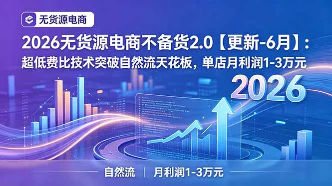 2026无货源电商不备货2.0【更新-7月】:超低费比技术突破自然流天花板,单店月利润1-3万元-2爱1学习资源网-伴学无忧