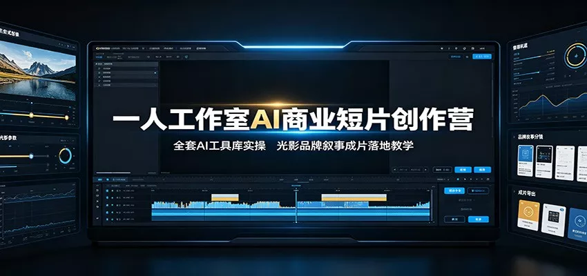 一人工作室AI商业短片创作营:全套AI工具库实操,光影品牌叙事成片落地教学-2爱1学习资源网-伴学无忧