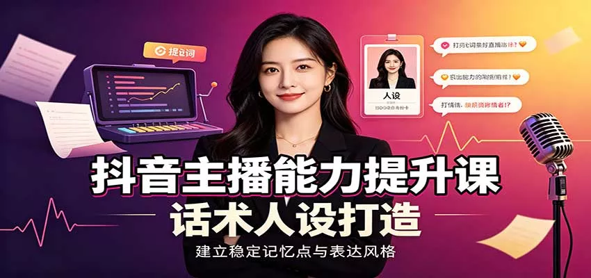 抖音主播能力提升课:账号底层逻辑,直播间搭建调试,话术人设打造全套教学-2爱1学习资源网-伴学无忧