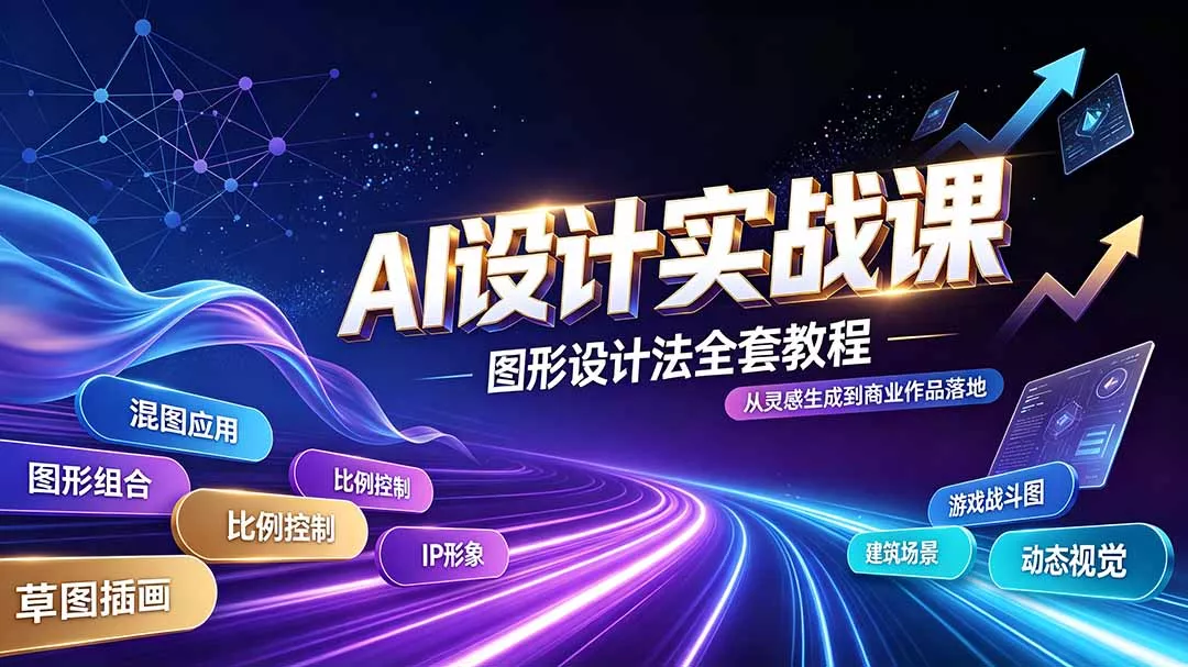 AI设计实战课｜图形设计法全套教程，解锁AI工作流技法，精通插画IP、建筑、游戏视觉创作-2爱1学习资源网-伴学无忧