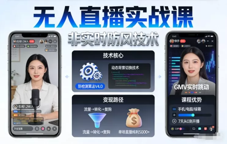 宝子哥无人直播实战课，非实时防风技术，聚焦抖音快手等平台直播带货，轻松开启直播变现之路(更新260908)-2爱1学习资源网-伴学无忧