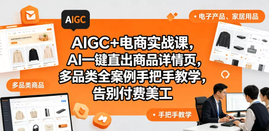 AIGC+电商实战课，AI一键直出商品详情页，多品类全案例手把手教学，告别付费美工(更新0820)-2爱1学习资源网-伴学无忧