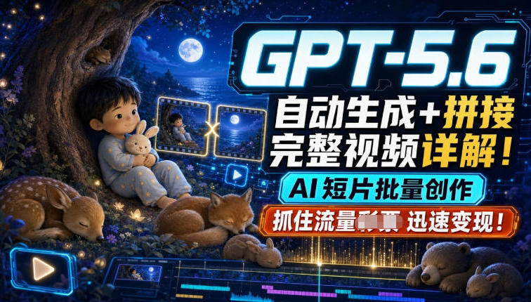 GPT-5.6自动生成+拼接完整视频详解,AI短片批量创作,抓住流量迅速变现!-2爱1学习资源网-伴学无忧