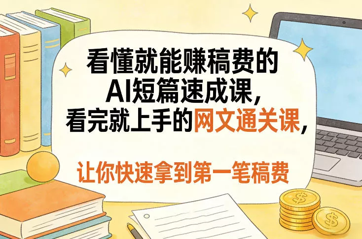 看懂就能賺稿费的AI短篇速成课，看完就上手的网文通关课，让你快速拿到第一笔稿费(更新8月)-2爱1学习资源网-伴学无忧