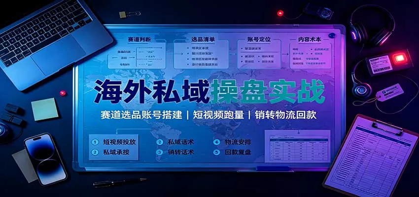 海外私域操盘实战:赛道选品账号搭建,短视频跑量,销转物流回款-2爱1学习资源网-伴学无忧