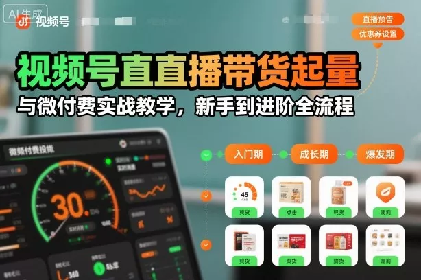 视频号直播带货起量与微付费实战教学，新手到进阶全流程(更新26年10月)-2爱1学习资源网-伴学无忧