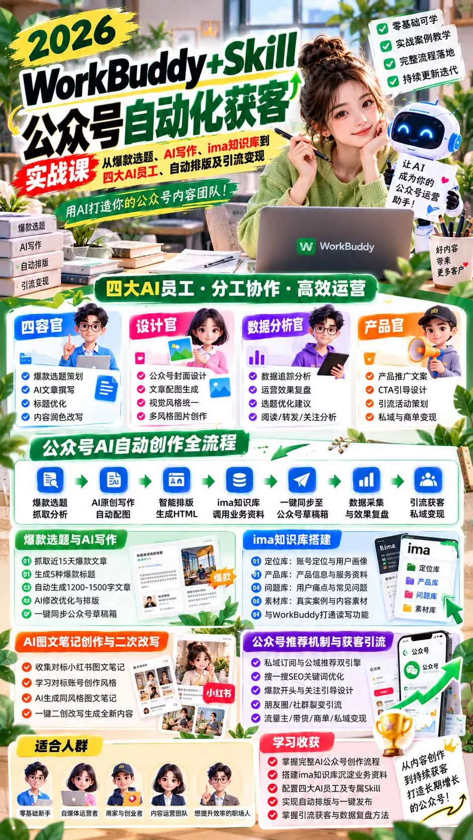 WorkBuddy + Skill公众号自动化获客实战课：从爆款选题、AI写作、ima知识库到四大AI员工、自动排版及引流变现-2爱1学习资源网-伴学无忧