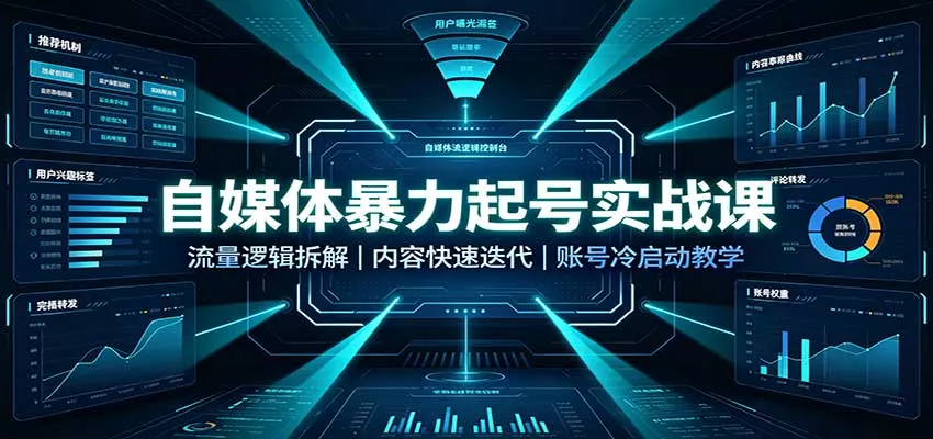 自媒体暴力起号实战课:流量逻辑拆解,内容快速迭代,账号冷启动教学-2爱1学习资源网-伴学无忧