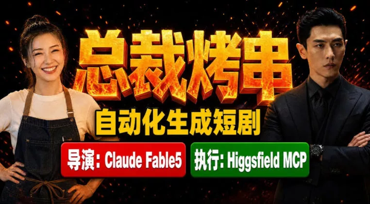 Claude Fable5担任导演+Higgsfield MCP落地执行｜《总裁烤串》真人质感短剧全自动AI生成全流程教学-2爱1学习资源网-伴学无忧