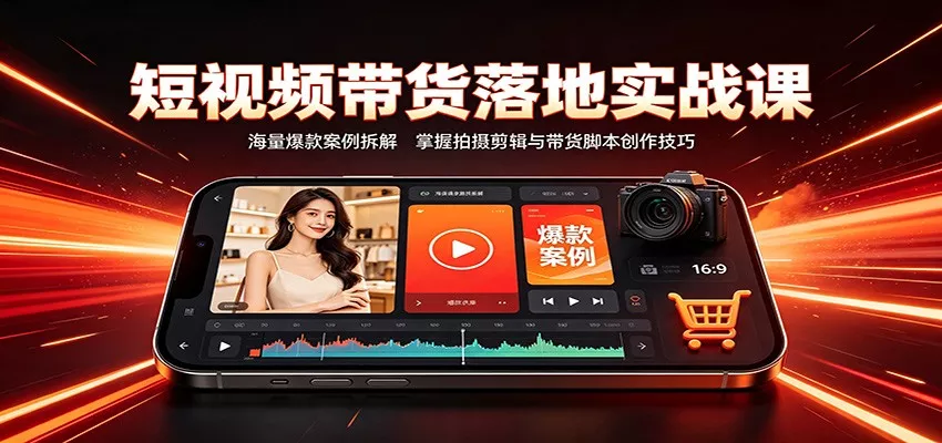 短视频带货落地实战课：海量爆款案例拆解，掌握拍摄剪辑与带货脚本创作技巧-2爱1学习资源网-伴学无忧