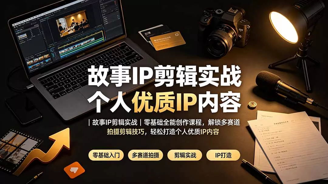 故事IP剪辑实战｜零基础全能创作课程，解锁多赛道拍摄剪辑技巧，轻松打造个人优质IP内容