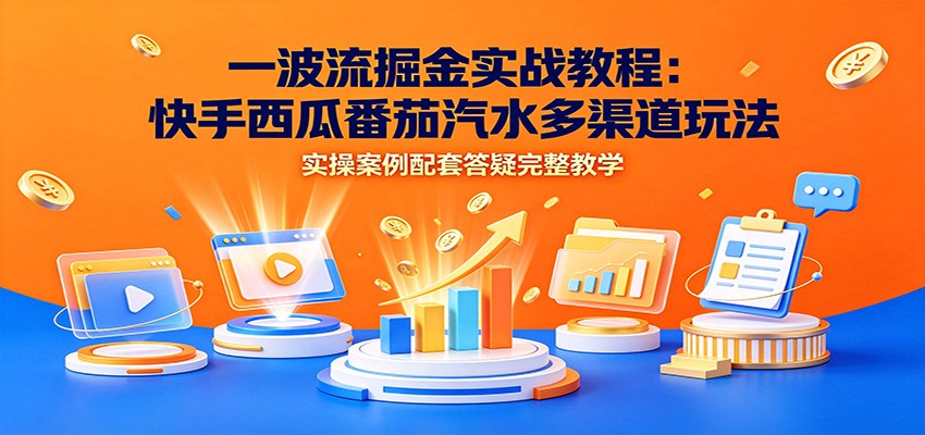 一波流掘金实战教程:快手西瓜番茄汽水多渠道玩法,实操案例配套答疑完整教学-2爱1学习资源网-伴学无忧