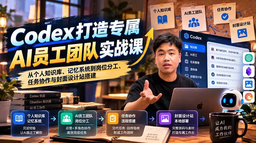 【无水印】Codex打造专属AI员工团队实战课：从个人知识库、记忆系统到岗位分工、任务协作与封面设计站搭建-2爱1学习资源网-伴学无忧