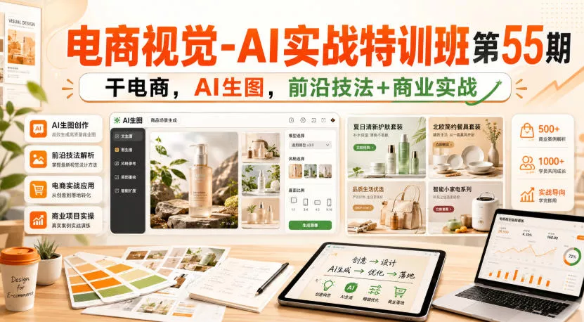 电商视觉-AI实战特训班第55期,干电商,AI生图,前沿技法+商业实战-2爱1学习资源网-伴学无忧
