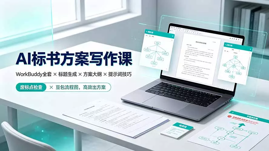AI标书方案写作课:WorkBuddy全套×标题生成×方案大纲×提示词技巧×废标点检查×豆包流程图,高效出方案-2爱1学习资源网-伴学无忧